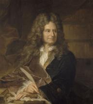 Portrait de Nicolas Boileau écrivant avec une plume